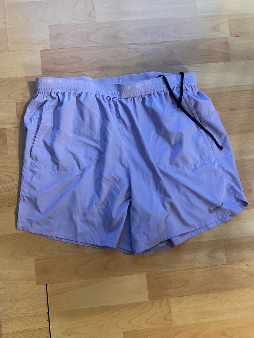 Nike Lavender Athletic Running Shorts with Black Drawstring